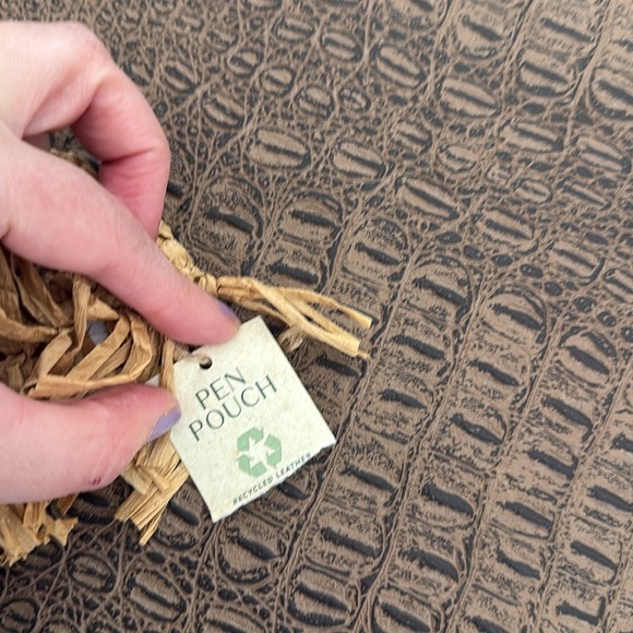 THINK INK Tan Woven Fringe Clutch Bag Eco Friendly Recycled Paper Boho Pouch - Picture 4 of 11